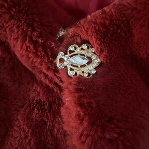 Cozy Red Faux Fur cape/Jacket